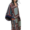 Retro Style Zippered Batwing Sleeve Tribal Print Women's Kimono Blouse
