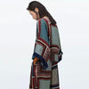Retro Style Zippered Batwing Sleeve Tribal Print Women's Kimono Blouse