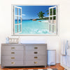 PVC Huge Hawaii Sea View Removable Beach Sea 3D Window Scenery Wall Sticker