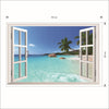PVC Huge Hawaii Sea View Removable Beach Sea 3D Window Scenery Wall Sticker