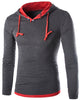 Hooded Color Block Panel Polyester T-Shirt