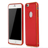 Slim PU Leather Back Cover Metal Bumper Frame Case with Smart Buckle Bit Design for iPhone 6 Plus 5.5 inches