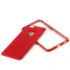 Slim PU Leather Back Cover Metal Bumper Frame Case with Smart Buckle Bit Design for iPhone 6 Plus 5.5 inches
