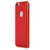 Slim PU Leather Back Cover Metal Bumper Frame Case with Smart Buckle Bit Design for iPhone 6 Plus 5.5 inches