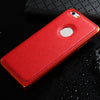 Slim PU Leather Back Cover Metal Bumper Frame Case with Smart Buckle Bit Design for iPhone 6 Plus 5.5 inches