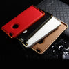 Slim PU Leather Back Cover Metal Bumper Frame Case with Smart Buckle Bit Design for iPhone 6 Plus 5.5 inches
