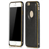 Slim PU Leather Back Cover Metal Bumper Frame Case with Smart Buckle Bit Design for iPhone 6 6S 4.7 inches