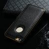 Slim PU Leather Back Cover Metal Bumper Frame Case with Smart Buckle Bit Design for iPhone 6 6S 4.7 inches