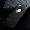 Slim PU Leather Back Cover Metal Bumper Frame Case with Smart Buckle Bit Design for iPhone 6 6S 4.7 inches