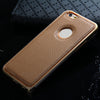 Slim PU Leather Back Cover Metal Bumper Frame Case with Smart Buckle Bit Design for iPhone 6 6S 4.7 inches