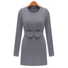 Stylish Round Collar Long Sleeve Color Bowknot Design Women's Sweater Dress