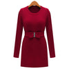 Stylish Round Collar Long Sleeve Color Bowknot Design Women's Sweater Dress