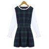 Preppy Style Round Collar Long Sleeve Ruffled Plaid Print A-Line Women's Dress
