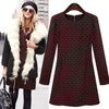 Stylish Round Collar Long Sleeve Zippered Plaid Print Slimming Women's Midi Dress