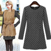 Stylish Round Collar Long Sleeve Zippered Plaid Print Slimming Women's Midi Dress