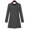 Stylish Round Collar Long Sleeve Zippered Plaid Print Slimming Women's Midi Dress