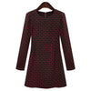 Stylish Round Collar Long Sleeve Zippered Plaid Print Slimming Women's Midi Dress