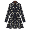 Stylish Turn Down Collar Long Sleeve Star Print A-Line Women's Dress