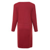 Stylish Scoop Collar 3/4 Sleeve Color Drawstring Knitted Women's Dress