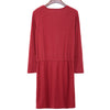 Stylish Scoop Collar 3/4 Sleeve Color Drawstring Knitted Women's Dress