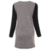 Stylish Round Collar Long Sleeve Color Block Faux Leather Spliced Women's Dress