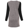 Stylish Round Collar Long Sleeve Color Block Faux Leather Spliced Women's Dress