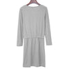 Stylish Scoop Collar 3/4 Sleeve Color Drawstring Knitted Women's Dress