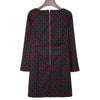 Stylish Round Collar Long Sleeve Zippered Plaid Print Slimming Women's Midi Dress