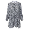 Fresh Style Jewl Neck Long Sleeve Printed Button Design Ruffled A-Line Women's Dress
