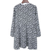 Fresh Style Jewl Neck Long Sleeve Printed Button Design Ruffled A-Line Women's Dress
