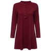 Stylish Stand Collar Long Sleeve Solid Color Loose-Fitting Women's Pleated Dress