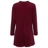 Stylish Stand Collar Long Sleeve Solid Color Loose-Fitting Women's Pleated Dress