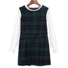 Preppy Style Round Collar Long Sleeve Ruffled Plaid Print A-Line Women's Dress