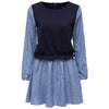 Sweet Scoop Collar Long Sleeve Spliced Striped A-Line Zippered Women's Dress