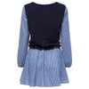 Sweet Scoop Collar Long Sleeve Spliced Striped A-Line Zippered Women's Dress
