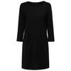 Simple Design Round Collar Long Sleeve Color Button and Pocket Design Straight Women's Dress