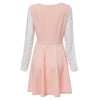 Fresh Style Round Collar Long Sleeve Lace Spliced Color Block A-Line Women's Dress