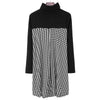 Stylish Turtleneck Long Sleeve Houndstooth A-Line Slimming Women's Dress