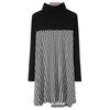 Stylish Turtleneck Long Sleeve Houndstooth A-Line Slimming Women's Dress
