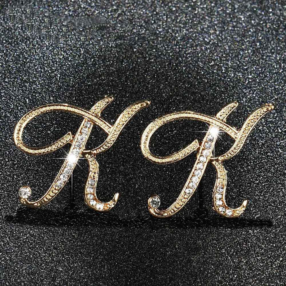 Alloy Diamonds 26 English Letters Temperament Earrings Art Fonts Elegant Earring