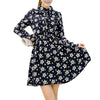 Stylish Turn Down Collar Long Sleeve Star Print A-Line Women's Dress