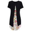 Stylish Scoop Collar Short Sleeve Floral Print Asymetrical Plus Size Women's T-Shirt