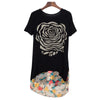 Stylish Scoop Collar Short Sleeve Floral Print Asymetrical Plus Size Women's T-Shirt
