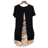 Stylish Scoop Collar Short Sleeve Floral Print Asymetrical Plus Size Women's T-Shirt