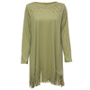 Fashionable Scoop Collar Long Sleeve Hollow Out Fringed Loose-Fitting Dress For Women