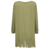 Fashionable Scoop Collar Long Sleeve Hollow Out Fringed Loose-Fitting Dress For Women