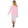 Fashionable Scoop Collar Long Sleeve Color Block Asymmtrical Ladies Dress
