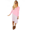 Fashionable Scoop Collar Long Sleeve Color Block Asymmtrical Ladies Dress