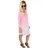 Fashionable Scoop Collar Long Sleeve Color Block Asymmtrical Ladies Dress