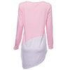 Fashionable Scoop Collar Long Sleeve Color Block Asymmtrical Ladies Dress